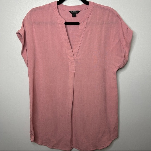 Rachel Rachel Roy V-Neck Short Sleeves Pink Tunic Top Medium - Picture 3 of 11